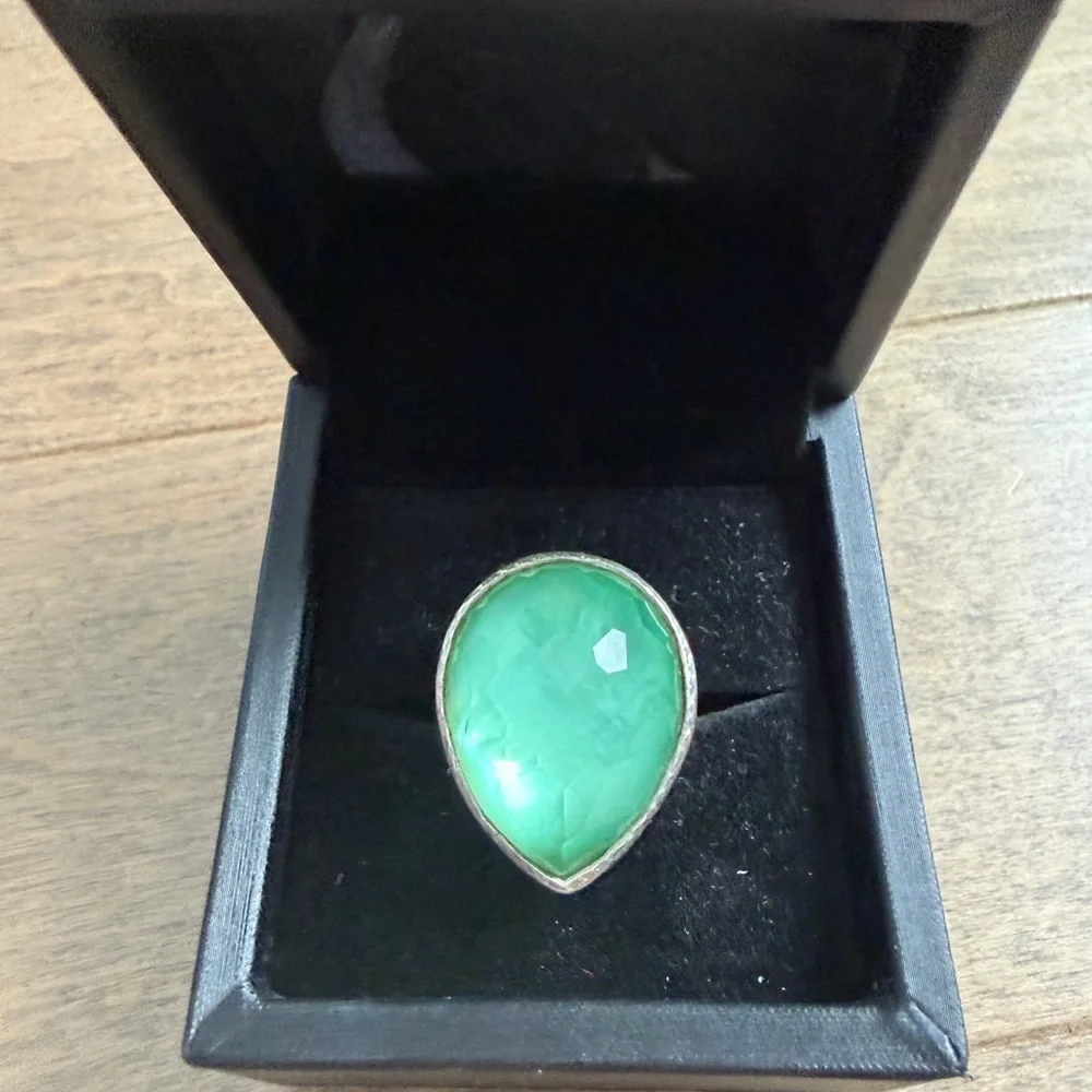 Ippolita Rock Candy Large Teardrop Silver and Aquamarine Ring size 7.5